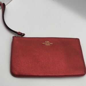 Coach Metallic Red Wristlet Clutch